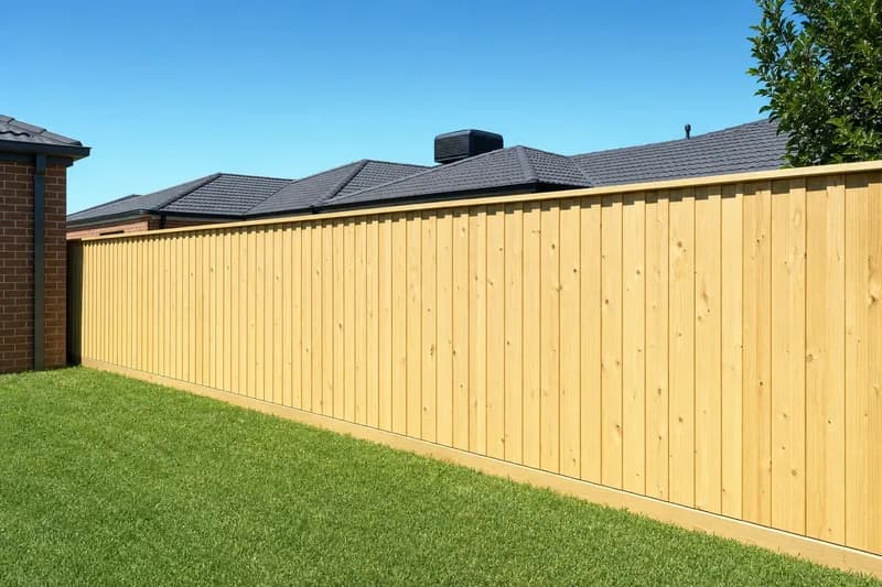 New timber paling fence in a yard
